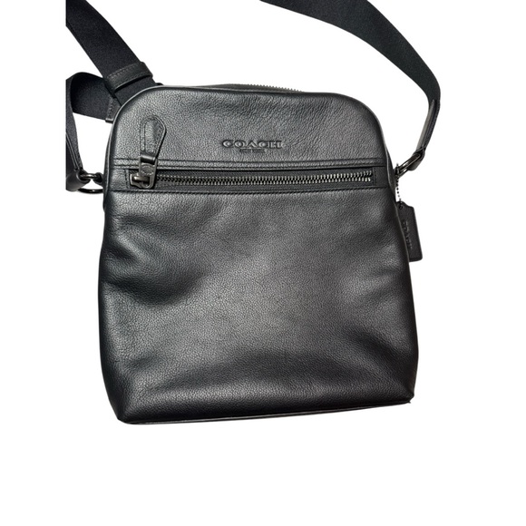 Like New Coach Black Houston Pebbled Leather Men's Crossbody Bag - Picture 8 of 9